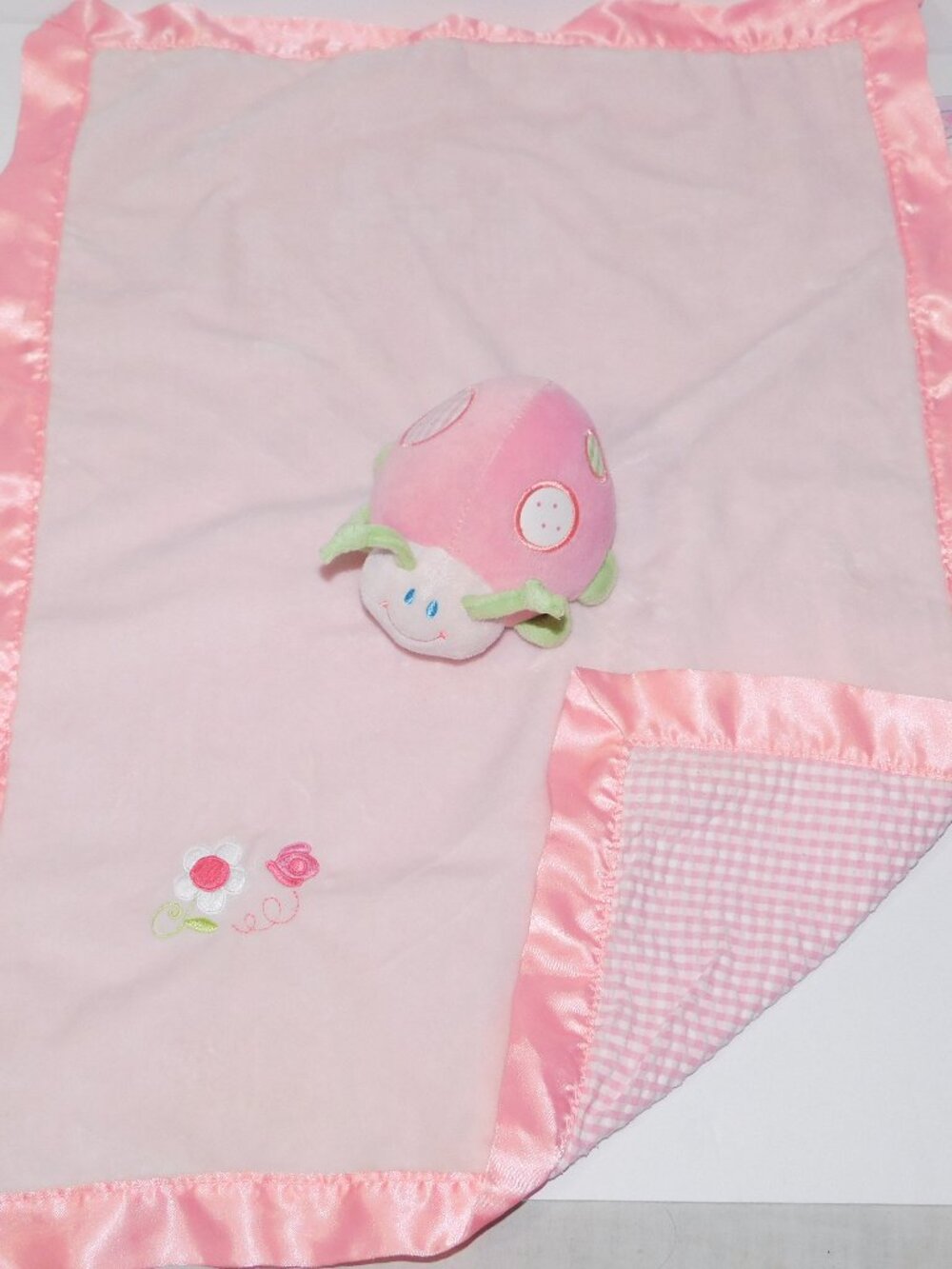 Mary Meyer Pink Gingham Plush Ladybug Security blanket baby Lovey Nunu Soother